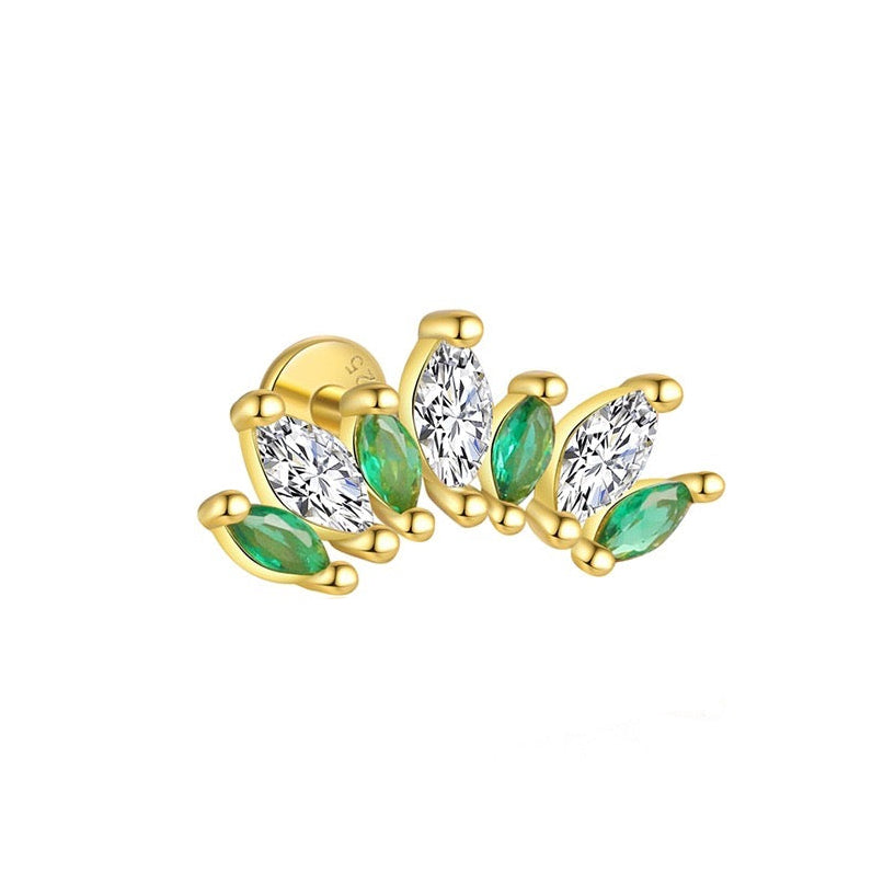 Piercing Náušnica Zirconia Korunka Smaragd S925 Gold