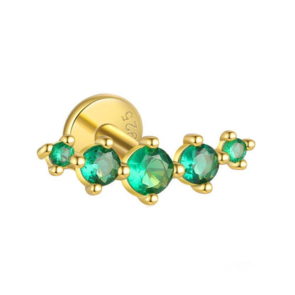 Piercing Náušnica Zirconia Gradácia Smaragd S925 Gold