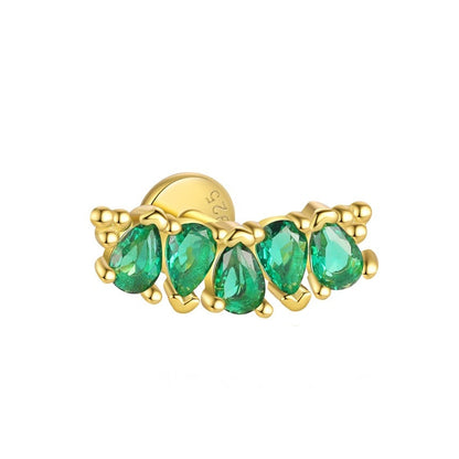 Piercing Náušnica Zirconia Oblúk Smaragd S925 Gold