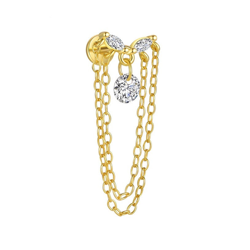 Piercing Náušnica Zirconia Retiazka Duo S925 Gold