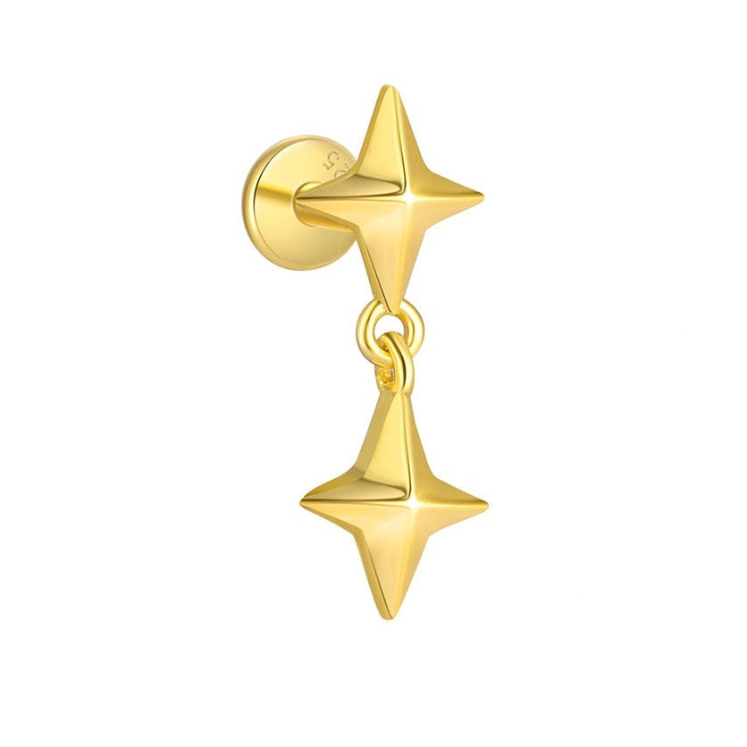 Piercing Náušnica Hviezdy Duo S925 Gold