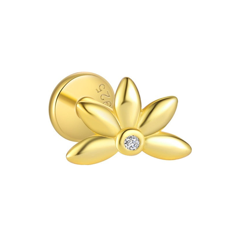 Piercing Náušnica Perla Kvet S925 Gold