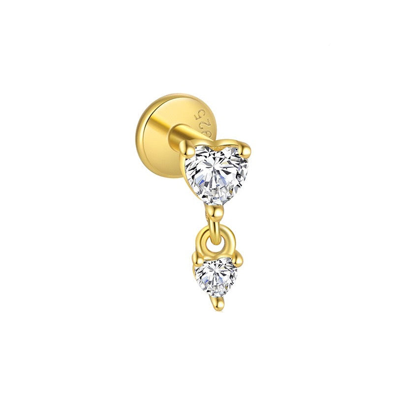 Piercing Náušnica Zirconia Srdce Kvapka S925 Gold
