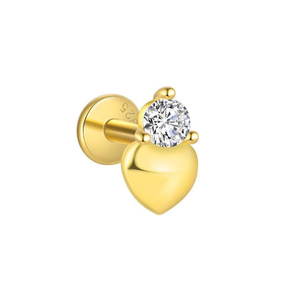Piercing Náušnica Zirconia Srdce S925 Gold