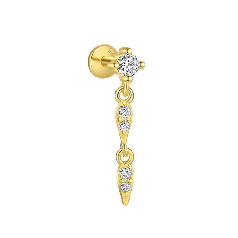 Piercing Náušnica Zirconia Prívesok Marquise S925 Gold