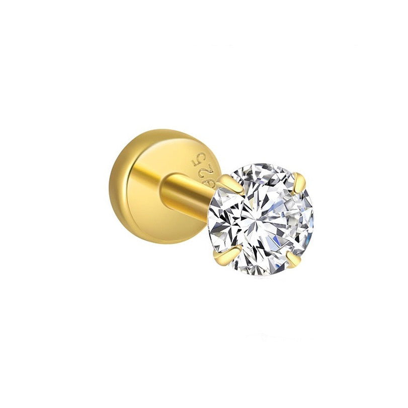 Piercing Náušnica Zirconia Round S925 Gold