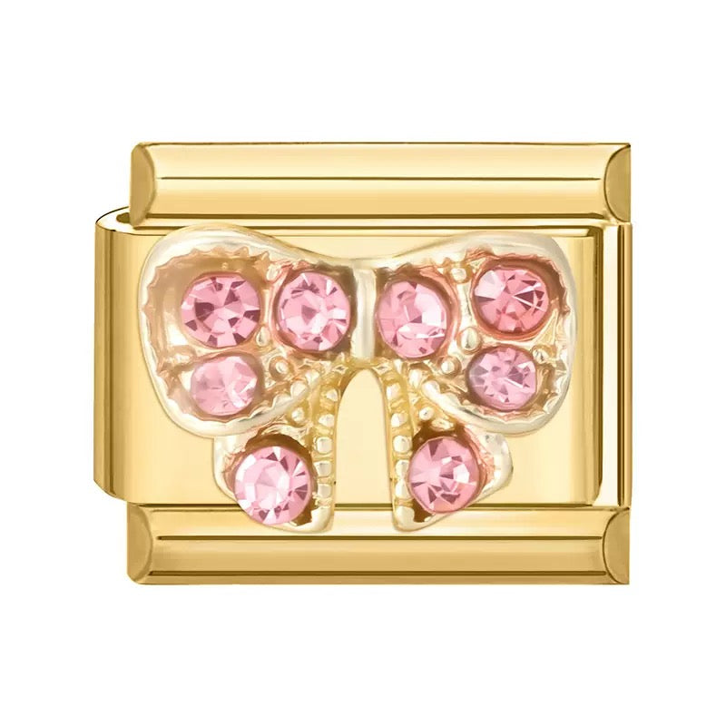 Rózsaszín csillogó masni medál