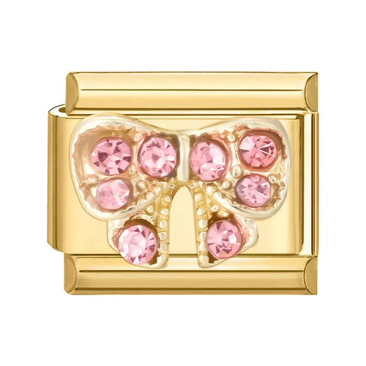 Rózsaszín csillogó masni medál