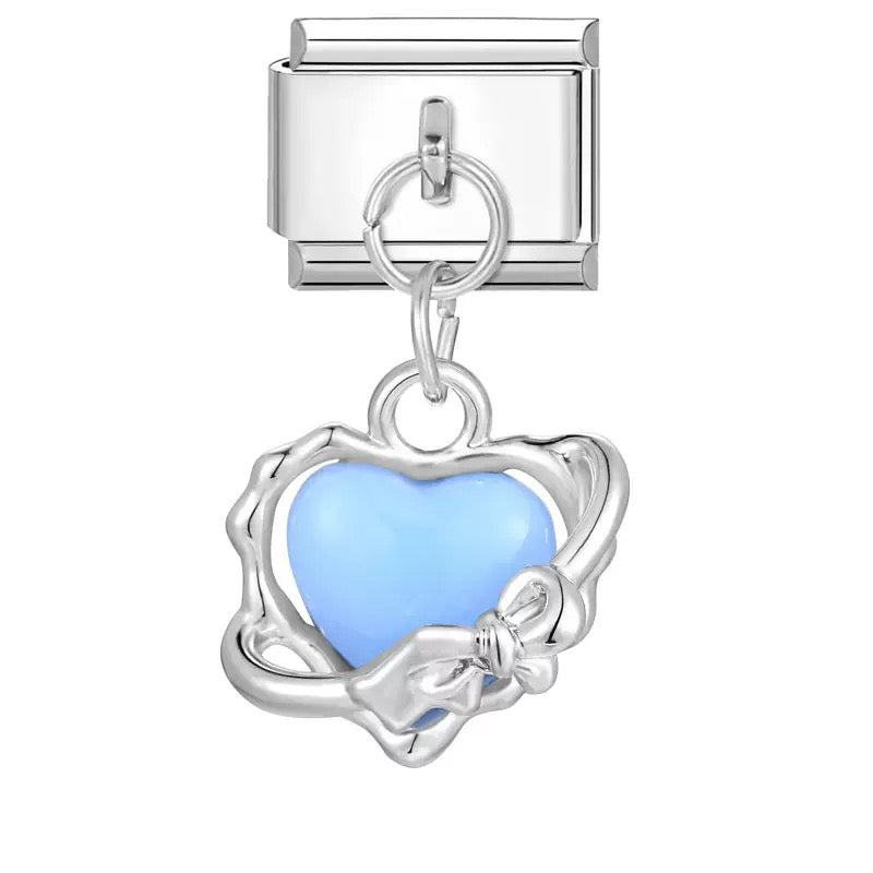 Ezüst Égszínkék Szív medál