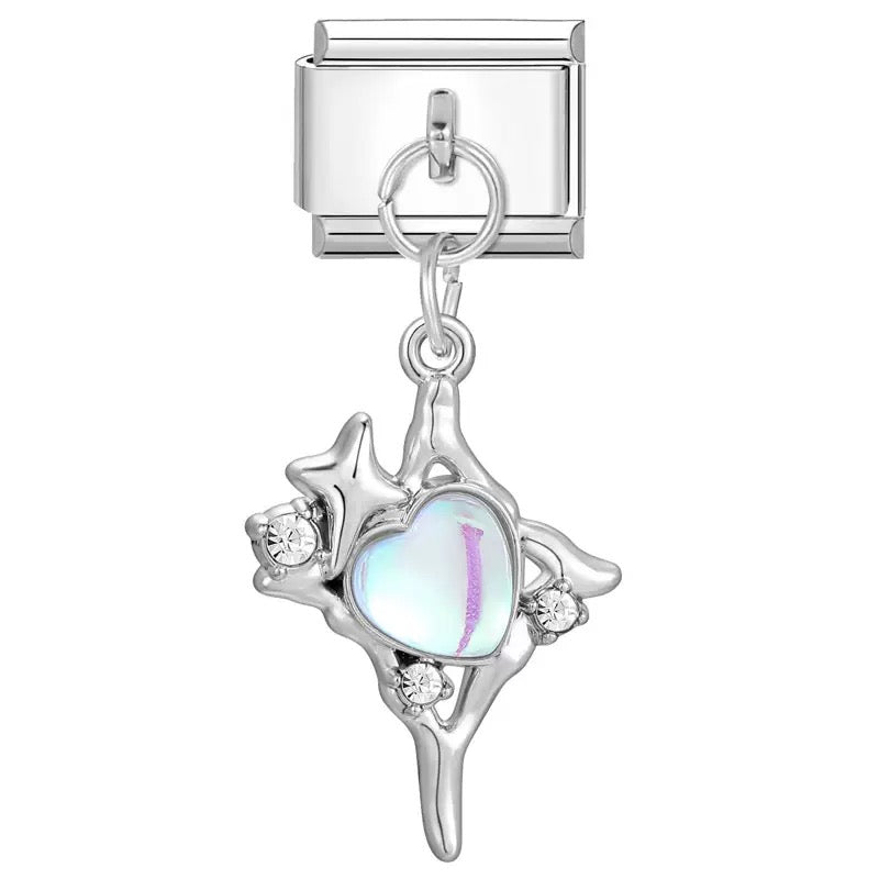 Ezüst Csillag Medál Világoskék Szívvel