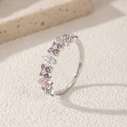 Prsteň Farebná kvetinová elegancia