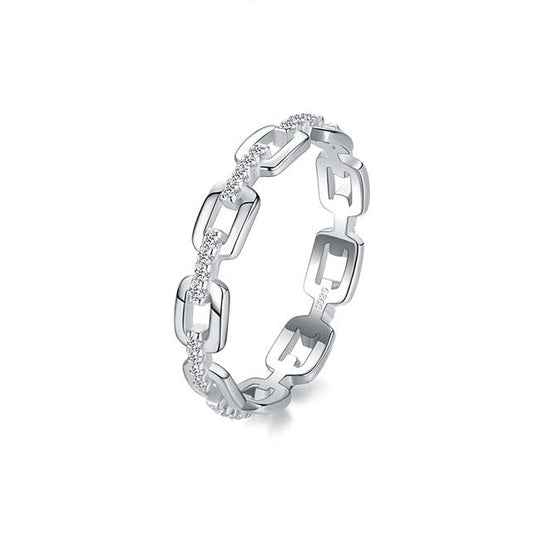 Prsteň Strieborný článkový s kamienkami