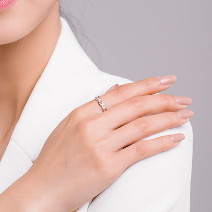 Prsteň Strieborný článkový s kamienkami