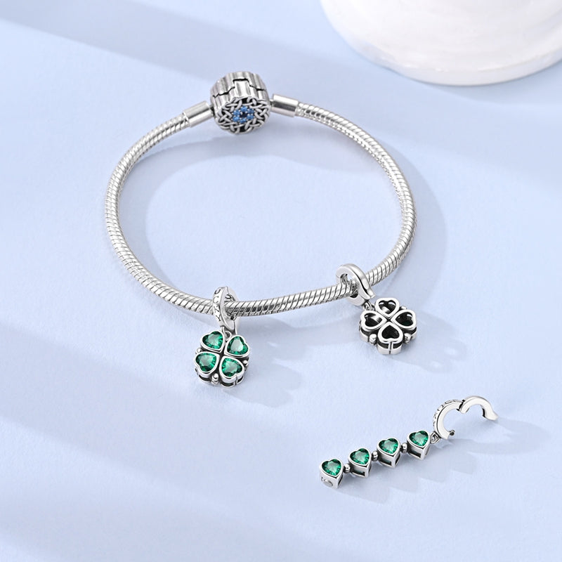 Štvorlístok šťastia so zelenými srdiečkami