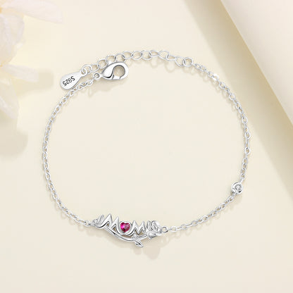 Mama – Strieborný Náramok so Srdcom