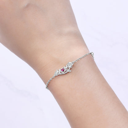 Mama – Strieborný Náramok so Srdcom