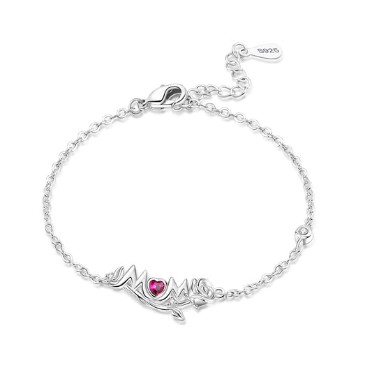 Mama – Strieborný Náramok so Srdcom