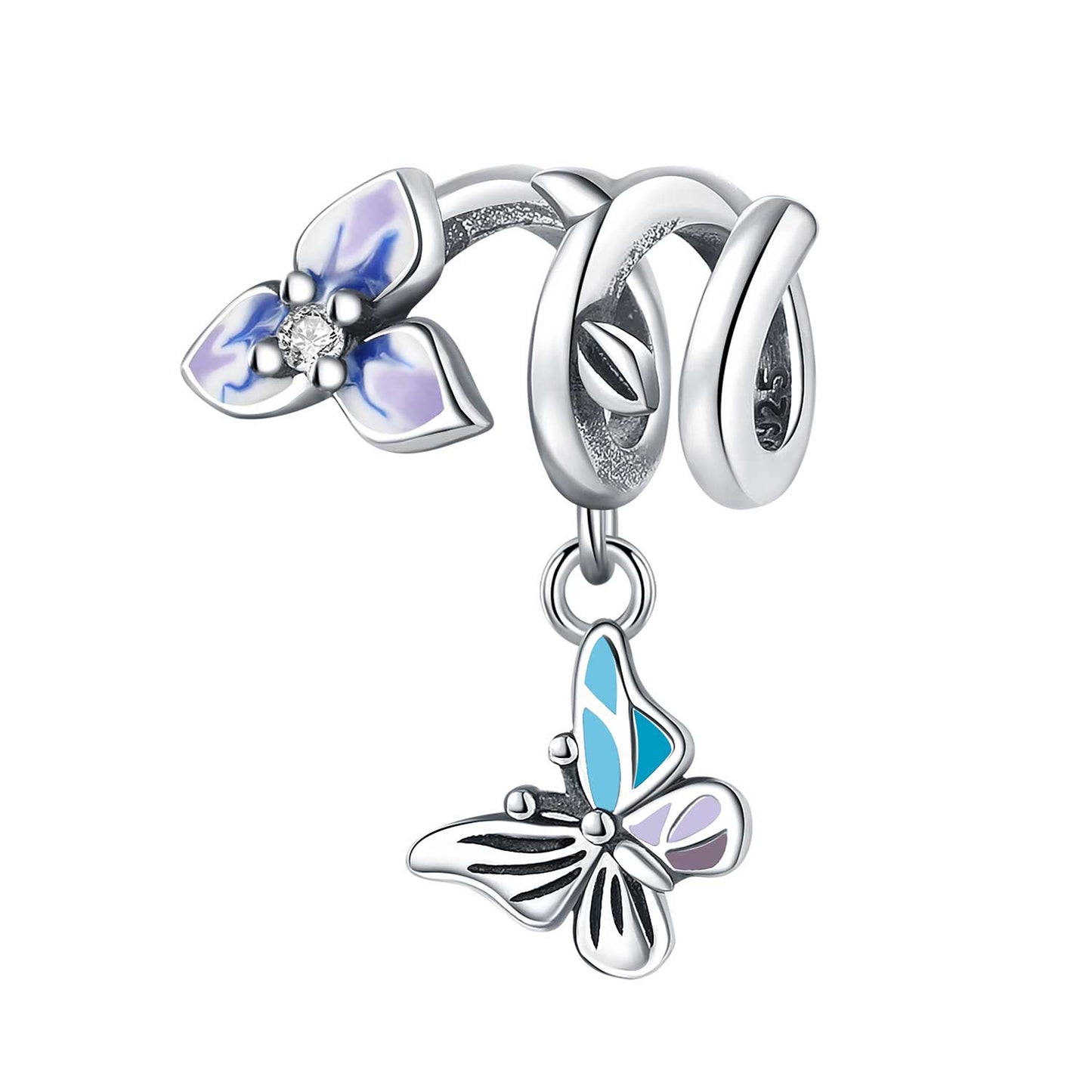 Motyl na wisiorku z kwiatem