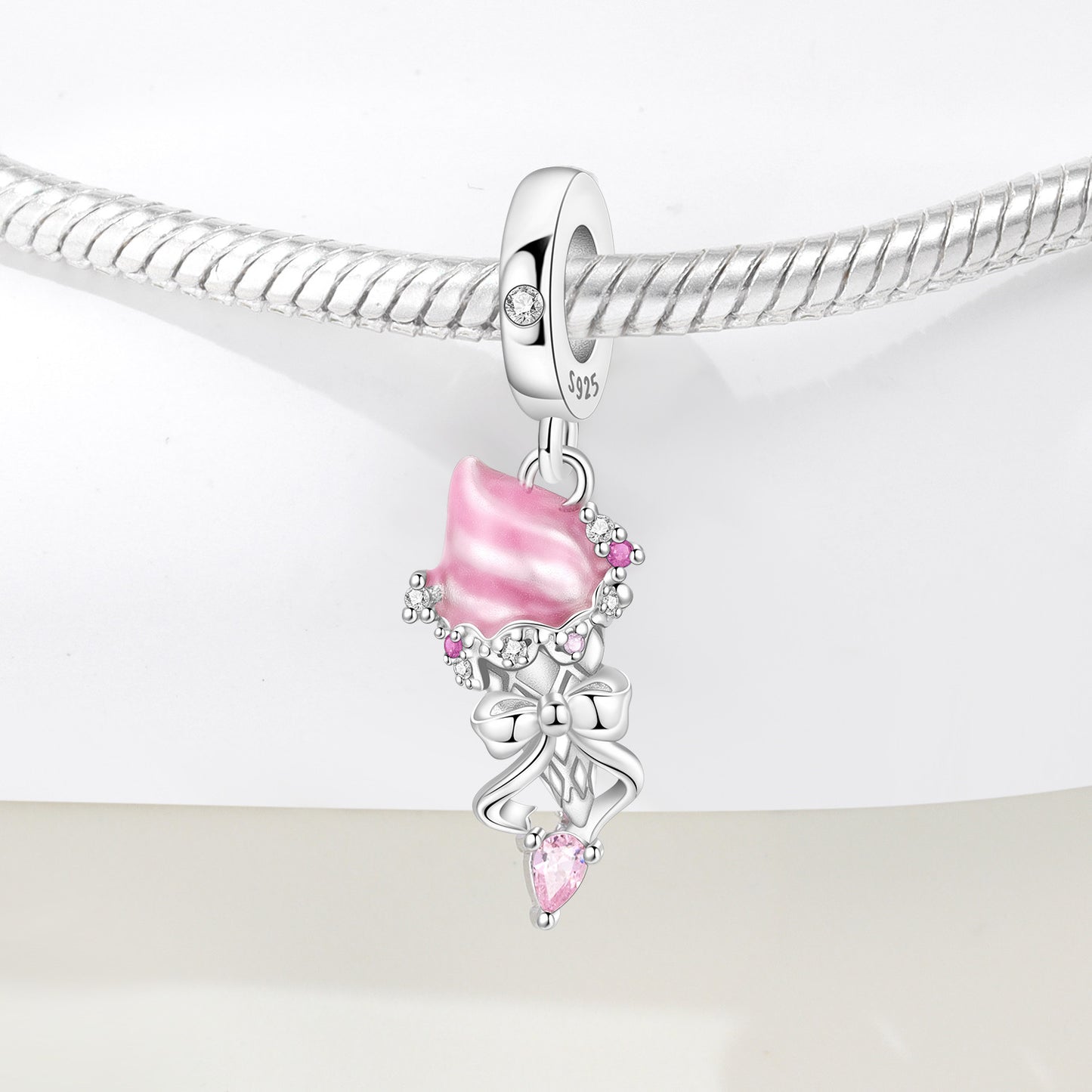 Ružová mušľa s mašľou