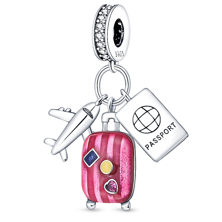 Cestovateľský Prívesok – Lietadlo, Kufor a Pas pre Dušu Dobrodruha