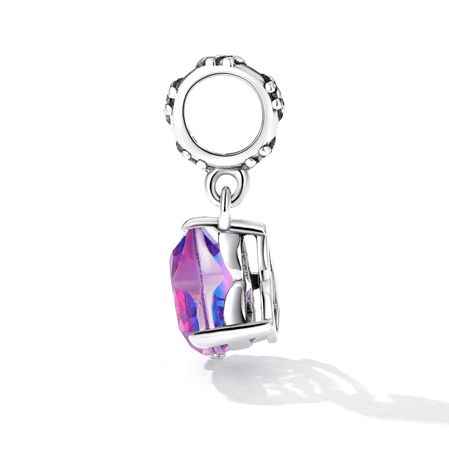 Różowo-niebieski koralik w kształcie serca 