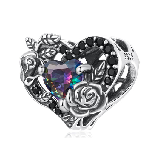 Srdce s dúhovým krištáľom a ružami
