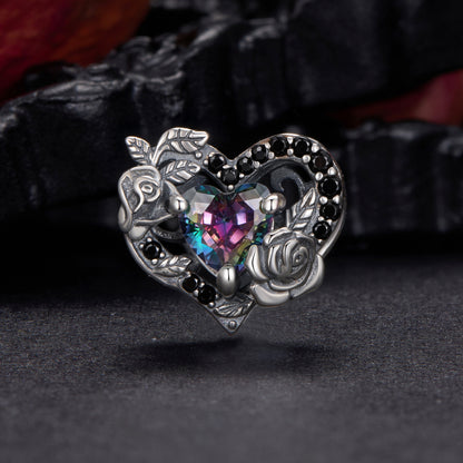 Srdce s dúhovým krištáľom a ružami