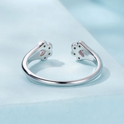 Strieborný prsteň Labky s ružovými kryštálmi