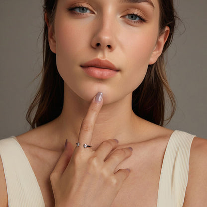 Strieborný prsteň Labky s ružovými kryštálmi