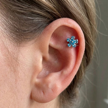 Labret de argint „Azure Bloom”