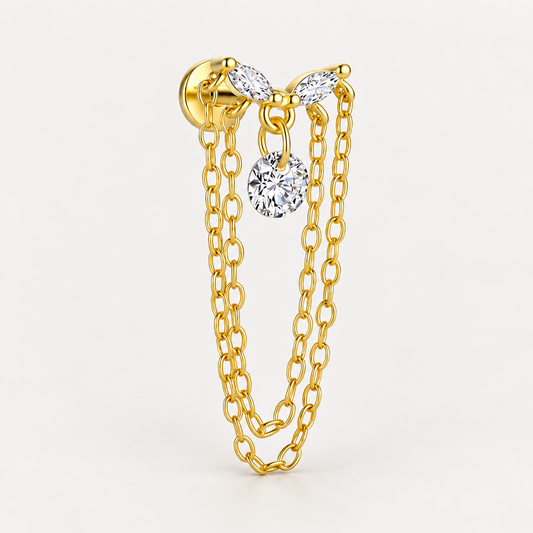 Piercing Náušnica Zirconia Retiazka Duo Ag 925