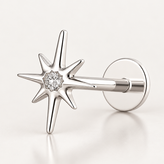 Titánový Labret 'Silver North Star'