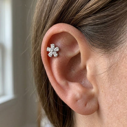 Labret din argint „Diamond Bloom”