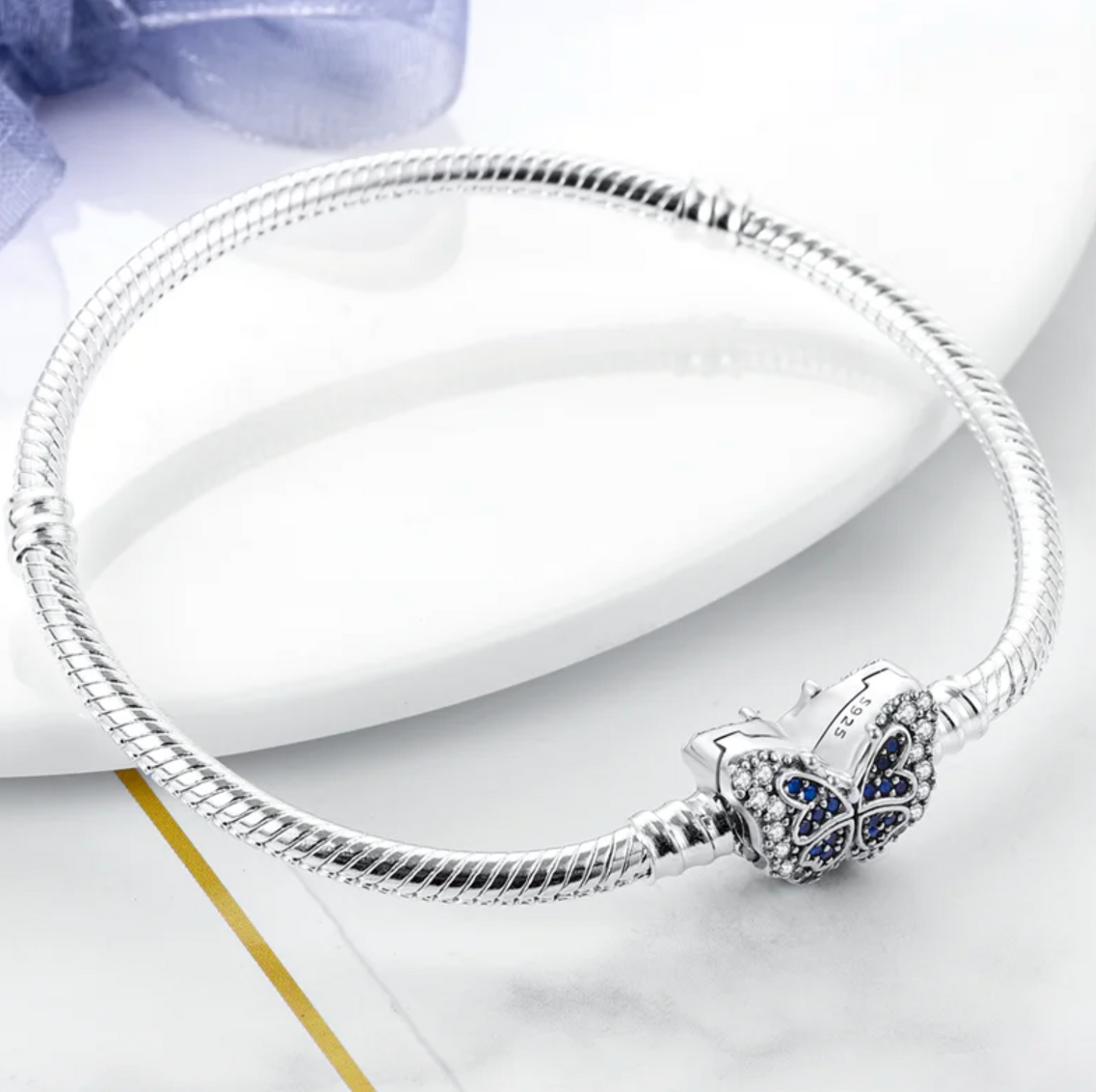 Srebrna bransoletka Niebieski motyl