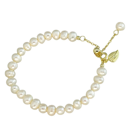 Perlový náramok Zlatý list