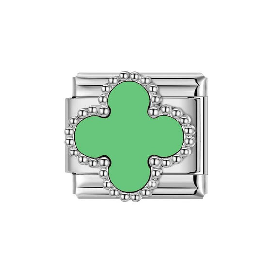 Pandantiv Trifoi Argintiu Verde Deschis