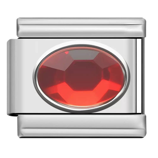 Pandantiv Oval Clasic din Cristal Roșu