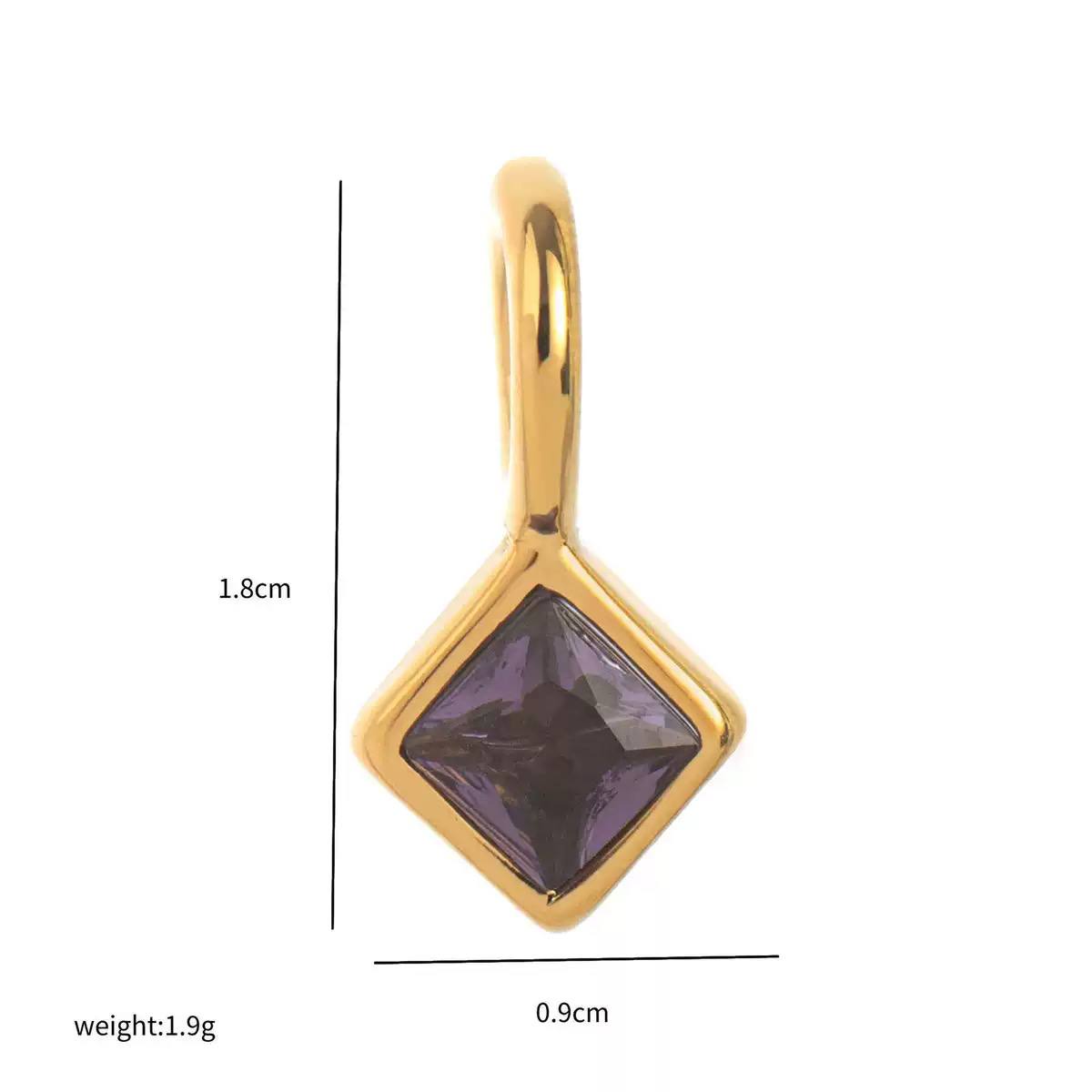 Prívesok Zirconia Square Ametyst Gold