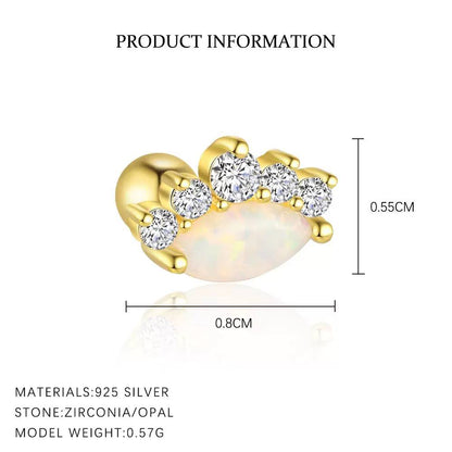Piercing Náušnica Zirconia Opal Korunka S925 Gold