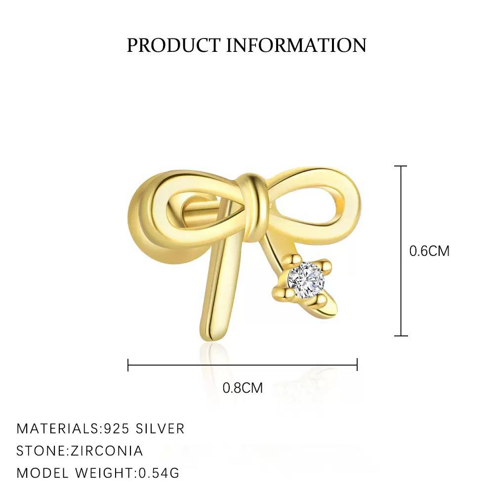 Piercing Náušnica Mašlička Zirconia S925 Gold