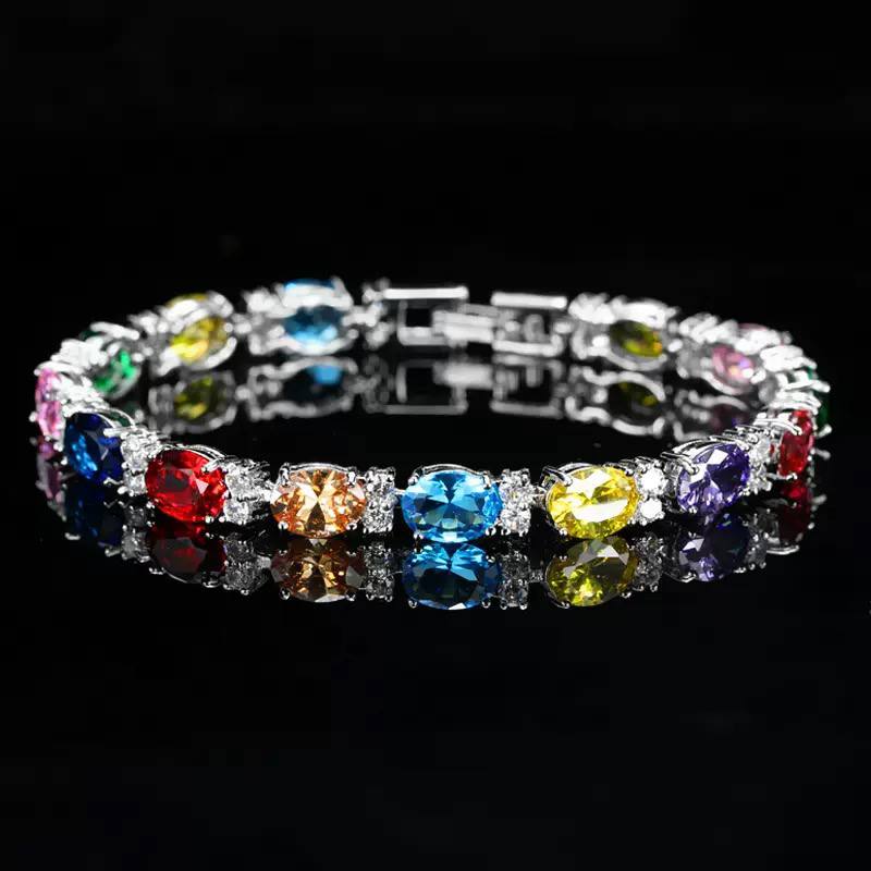 Tenisový Náramok Zirconia Dúha Oval