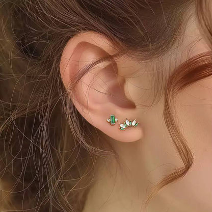 Piercing Náušnica Zirconia Baguette Smaragd Ag 925