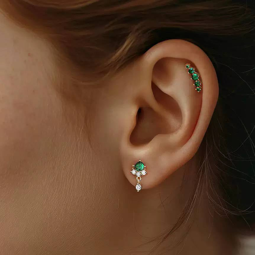 Piercing Náušnica Zirconia Gradácia Smaragd Ag 925
