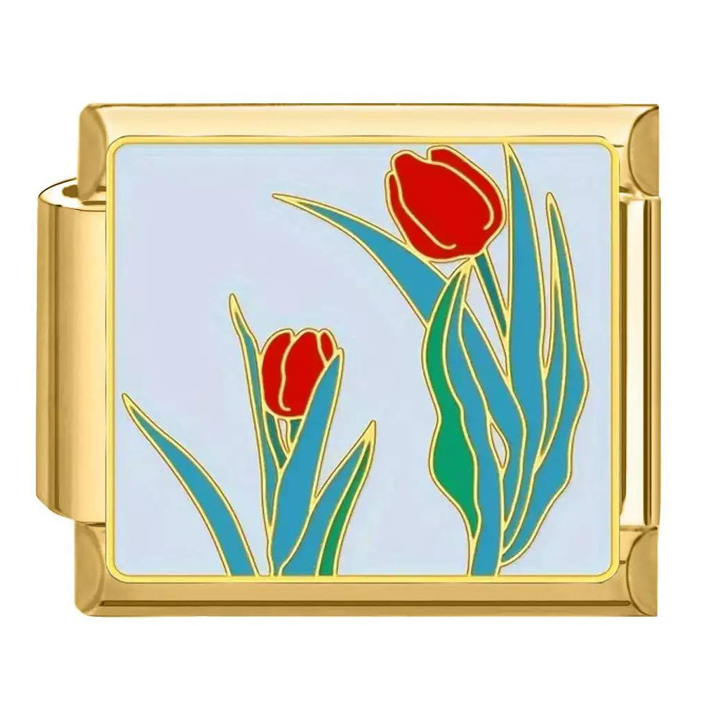 Prívesok Červené tulipány – Zlatá