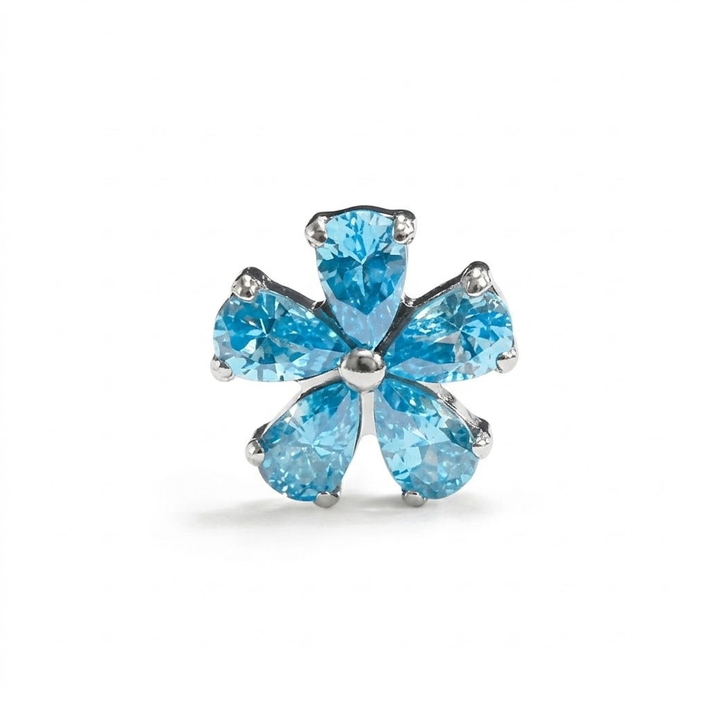Labret de argint „Azure Bloom”
