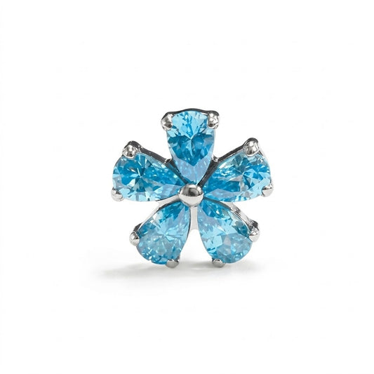 Labret de argint „Azure Bloom”