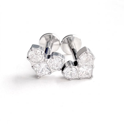Labret de argint „Crystal Heart Triplet”