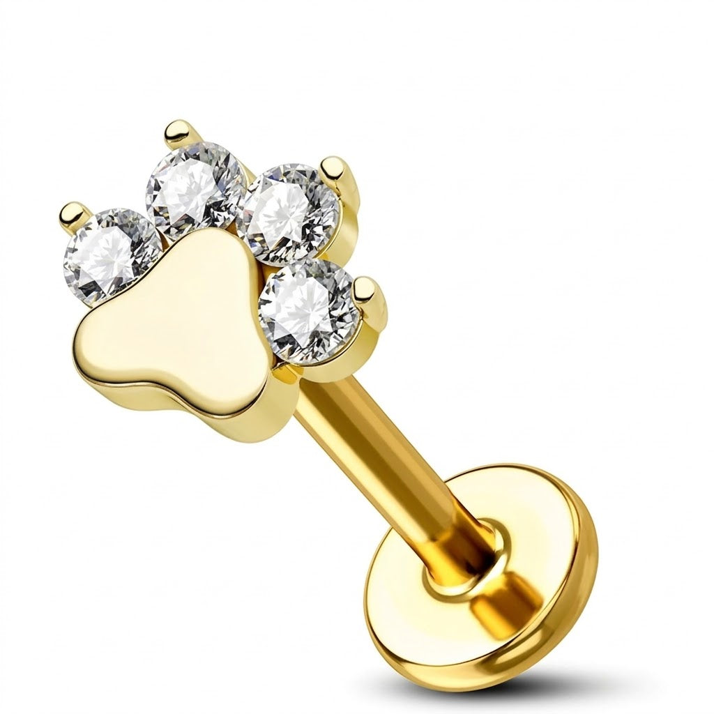 Piercing de aur „Lăbuță sclipitoare”