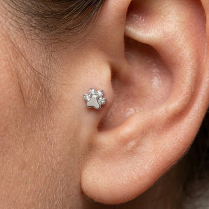 Labret din argint „Crystal Paw”