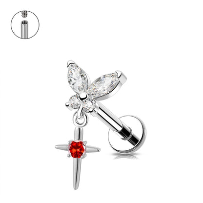 Fluture stelar cu rubin „Titanium”